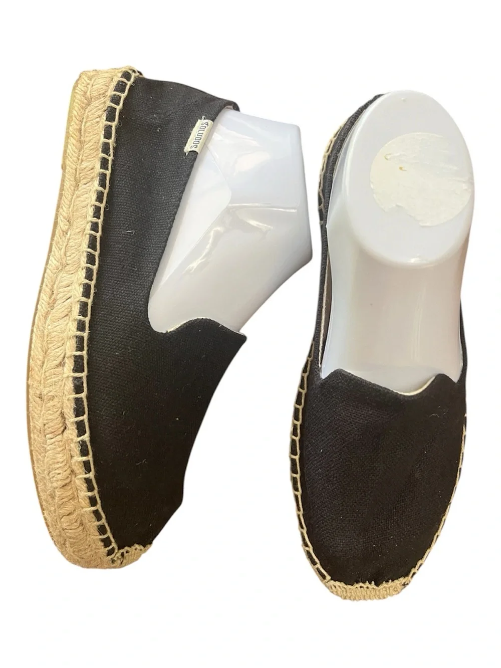 Soludos Espadrilles Womens 8 Black Canvas Slip On Flats Rope Sole